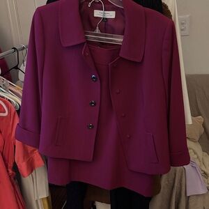 Tahari Women's Magenta Blazer and Top Set